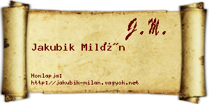 Jakubik Milán névjegykártya